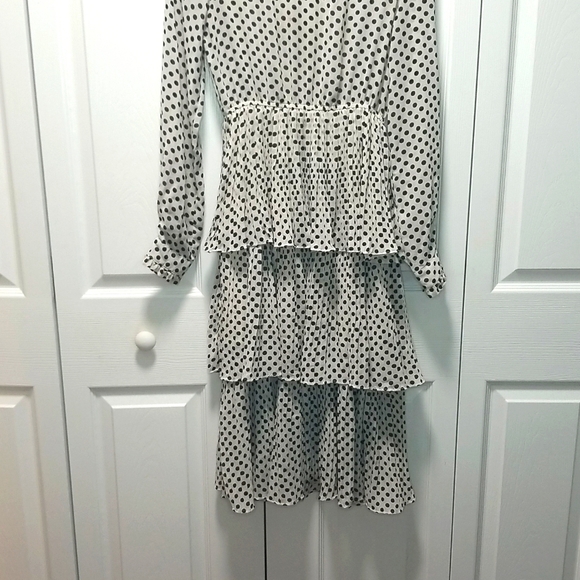 Boohoo Polka Dot Chiffon 3 Tiered Midi Dress Size 4 - Picture 6 of 11